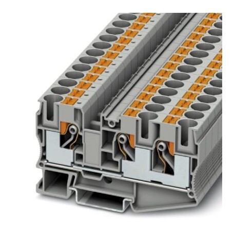 Feed-through terminal block, 1000 V, 57 A, push-in connection, No. of connections: 3, cross section: 0.5 mm2 - 16 mm2, gray