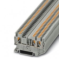 Feed-through terminal block, 800 V, 24 A, push-in connection, No. of connections: 3, cross section: 0.14 mm2 - 4 mm2, gray