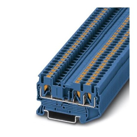 Feed-through terminal block, 800 V, 24 A, push-in connection, No. of connections: 3, cross section: 0.14 mm2 - 4 mm2, blue