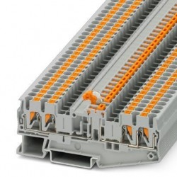 Knife disconnect terminal block, 400 V, 16 A, push-in connection, cross section: 0.14 mm2 - 4 mm2, gray