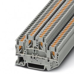 Double-level terminal block, push-in connection, cross section: 0.14 mm2 - 4 mm2, gray