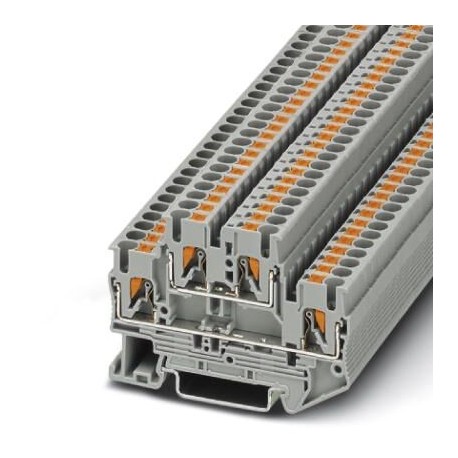 Double-level terminal block, push-in connection, cross section: 0.14 mm2 - 4 mm2, gray