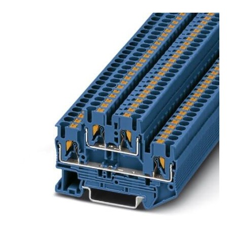 Double-level terminal block, push-in connection, cross section: 0.14 mm2 - 4 mm2, blue