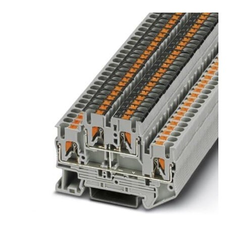 Double-level terminal block, With equipotential bonder, push-in connection, cross section: 0.14 mm2 - 4 mm2, gray