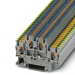 Protective conductor double-level terminal block, push-in connection, cross section: 0.14 mm2 - 4 mm2, gray