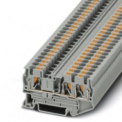 Feed-through terminal block, 800 V, 32 A, push-in connection, No. of connections: 3, cross section: 0.2 mm2 - 6 mm2, gray