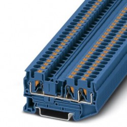 Feed-through terminal block, 800 V, 32 A, push-in connection, No. of connections: 3, cross section: 0.2 mm2 - 6 mm2, blue