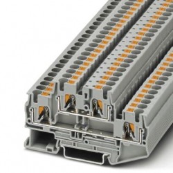 Double-level terminal block, push-in connection, cross section: 0.2 mm2 - 6 mm2, gray