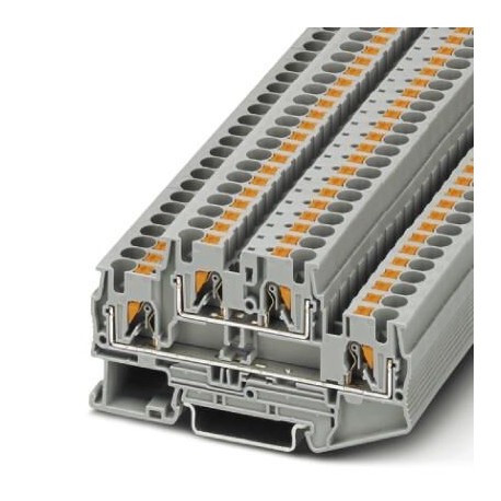 Double-level terminal block, push-in connection, cross section: 0.2 mm2 - 6 mm2, gray