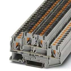 Double-level terminal block, With equipotential bonder, push-in connection, cross section: 0.2 mm2 - 6 mm2, gray