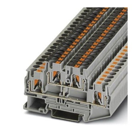 Double-level terminal block, With equipotential bonder, push-in connection, cross section: 0.2 mm2 - 6 mm2, gray