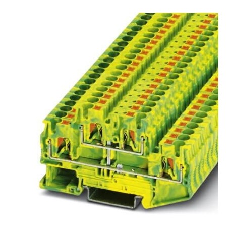Protective conductor double-level terminal block, push-in connection, cross section: 0.2 mm2 - 6 mm2, green-yellow