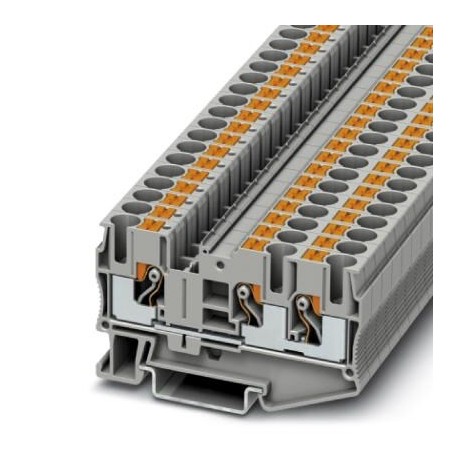 Feed-through terminal block, 1000 V, 41 A, push-in connection, No. of connections: 3, cross section: 0.5 mm2 - 10 mm2, gray