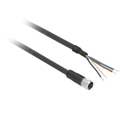 Prewired connectors XZ, straight female, M12, 4 pins, cable PUR 2m