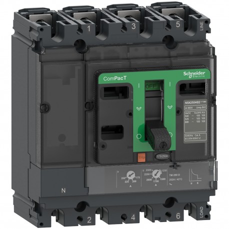 Circuit breaker Compact NSX250F, 4 poles, 36kA, 200A, TMD trio unit