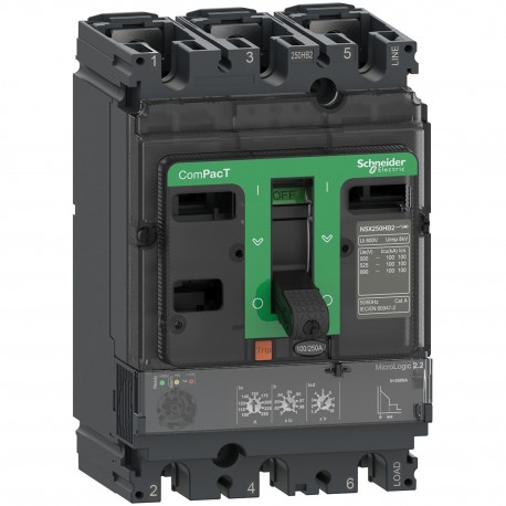 Circuit breaker Compact NSX250F, 3 poles, 36kA, 250A, Micrologic 2.2 protection