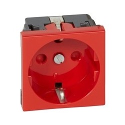 Socket outlet Mosaic, 2P+E, 16A, 2 modules, red