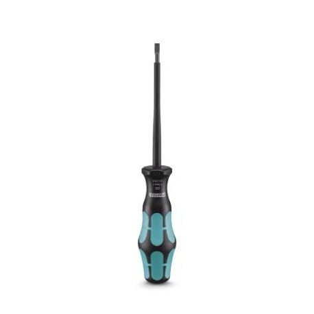 Screwdriver, slot-headed, VDE insulated, size: 0.8x4.0x100 mm, 2-component grip, with non-slip grip