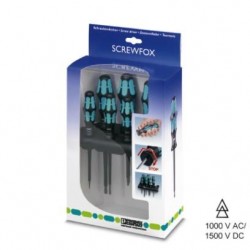 Screwdriver set, bladed and crosshead Phillips Recess®, VDE insulated, 6-part, incl. Rack