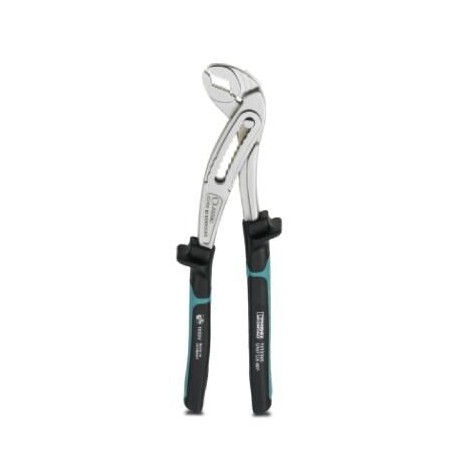Water pump pliers, with groove joint, gripping surfaces with dual notching, according to VDE ISO 8976