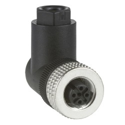 Female, M12, 4 pin, elbowed connector, cable gland Pg 7