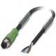 Senzor/actuator kabel, 1,5 m, 5 konekcije, PUR, sivo-crni, s ravnim muškim konektorom M8, SAC-4P- 1,5-PUR/M12FS