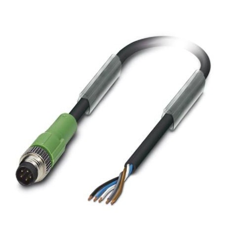 Senzor/actuator kabel, 1,5 m, 5 konekcije, PUR, sivo-crni, s ravnim muškim konektorom M8, SAC-4P- 1,5-PUR/M12FS