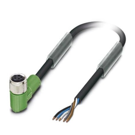 Senzor/actuator kabel, 1,5 m, 5 konekcija, PUR, sivo-crni, s kutnim ženskim konektorom M8, SAC-5P- 1,5-115/M 8FRB