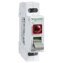Control switch iSW, 1P, 20A, 230V, with red indicator light, 230V AC