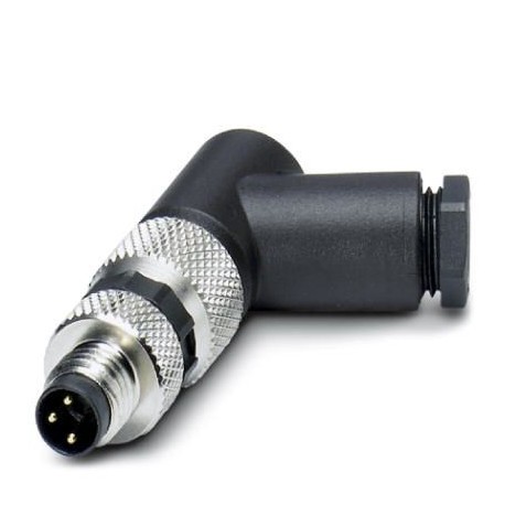 Connector, 3-position, Plug angled M8, Screw connection, cable 3.5 mm ... 5 mm, SACC-M 8MR-3CON-M-SW