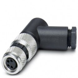 Connector, 4-position, Socket angled M8, Screw connection, cable 3.5 mm ... 5 mm, SACC-M 8FR-4CON-M-SW