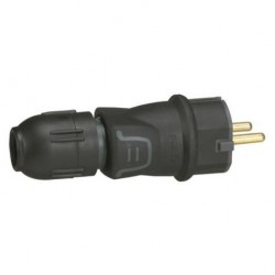 2P+E plug - 16 A - German standard - IP 44 rubber - with cable gland