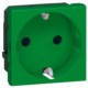 Socket outlet Mosaic - German std - 2P+E auto term - 2 mod - green antimicrobial