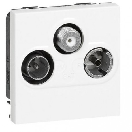 TV socket Mosaic - TV/R/SAT - screened - insulated - 2 modules - white