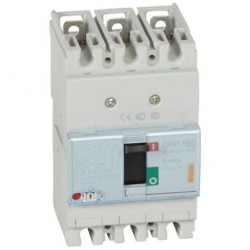 Circuit breaker DPX3 160,3 poles, with rated current of 100A and thermal magnetic protection.