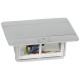 Pop-up type flush-mounting boxes, for workstation & meeting room table applications, matt aluminium, 4 modula