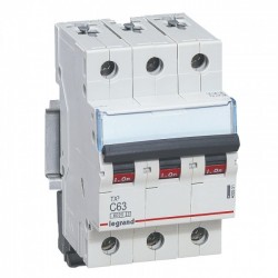 Miniature Circuit Breaker, 6kA, 3P, 63A, C curve code