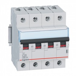 Miniature Circuit Breaker, 6kA,4P, 20A, C curve code