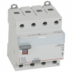 Residual current circuit breake, 4P, DX3, 100A, 300 mA, A type