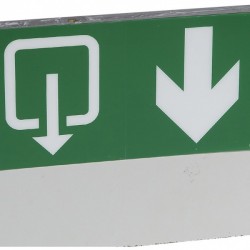 Label for U34 LED emergency lighting luminaires, exit below with lift, 127 x 254 mm, non adhesive