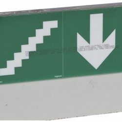 Label for U34 LED emergency lighting luminaires, exit below with stairs, 127 x 254 mm, non adhesive
