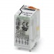 Plug-in industrial relay with power contacts, 4 PDTs, test key, status LED, mechanical switch position indicator, 230 V AC. REL