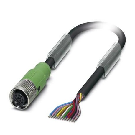 Senzor/actuator kabel, 1,5 m, 12 konekcija, PUR, bez halogena, sivo-crni, s ravnim ženskim konektorom M12 SPEEDCON, SAC-12P- 1