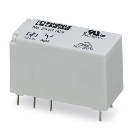 Plug-in miniature power relay, with power contact for high continuous currents, 1 PDT, input voltage 12 V DC.  REL-MR- 12DC/21H