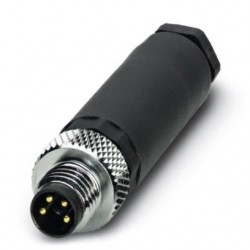 Connector, 4-position, Plug straight M8, Screw connection, cable 3.5 mm ... 5 mm, SACC-M 8MS-4CON-M-SW