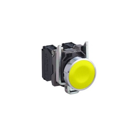 Yellow flush complete pushbutton diameter: 22, spring return 1NO unmarked