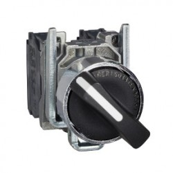 Black selector switch diam: 22, 3-position stay put 2NO 600V