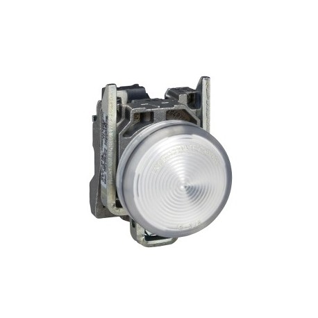 White complete pilot light diameter:22, plain lens with integral LED 24V