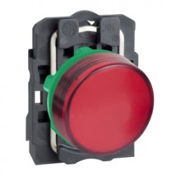 Red complete pilot light diameter: 22, plain lens with integral LED 24V