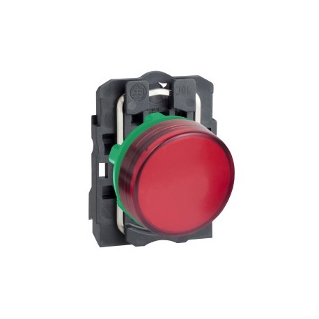 Red complete pilot light diameter: 22, plain lens with integral LED 24V